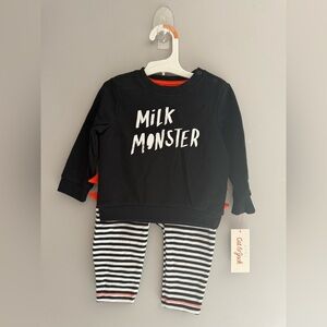 Cat & Jack Baby Milk Monster Halloween Matching Set SZ 12M Black White New